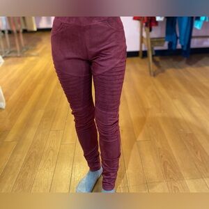 Burgundy Faux Suede Leggings